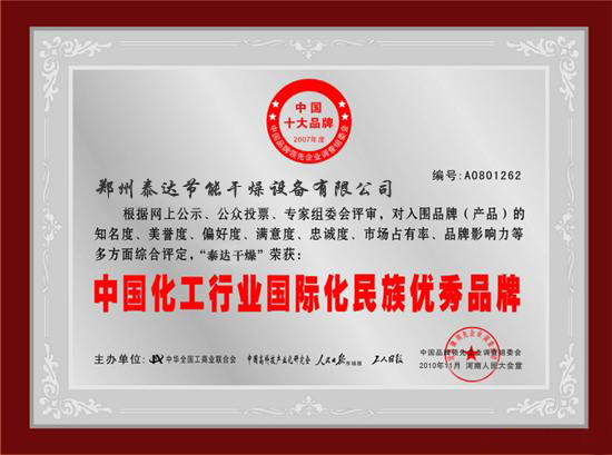 煤泥烘干機(jī)信譽(yù)證書(shū)